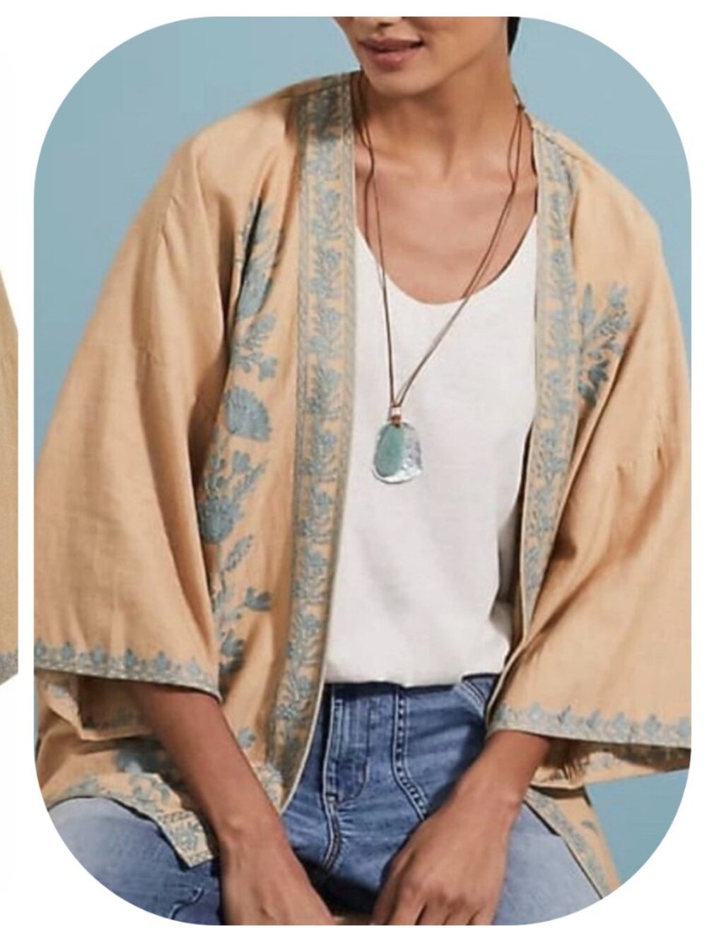 J. Jill Summer Kimono/Jacket Duster/Cover up size XL, Plus 2X, 3X, Embroidered
